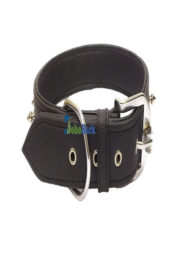 BohoBark Leather Single Spike Pu Dog Collar Belt, Medium, Black - Image 3